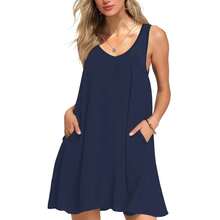 Women's Casual Summer T-Shirt Dresses – Ideal As Beach Cover-Ups Or Tank Dresses - 藏蓝色 - 查看 1