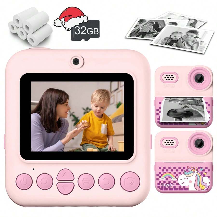 Kids Instant Print Camera, 2.4" HD Screen, 1080P Shooting, Comes With 32G SD Card And Printing Paper, 1080P HD, Fun Gift For 3-12 Years Old Boys And Girls, Toy Camera - ZSK-multicolor - View 1