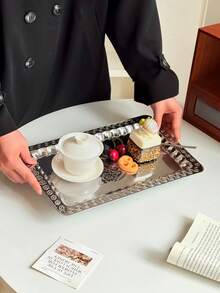 11英寸/13英寸不锈钢甜点盘、面包盘、小吃盘、茶水咖啡托盘、储物装饰盘、蛋糕盘，适用于餐厅、厨房、露台等场所。 - 彩色 - 查看 4
