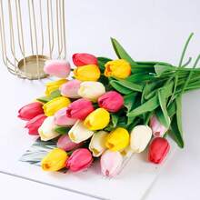3pcs Artificial Tulip Flowers Decor, Home Decoration Accessories, Living Room & Bedroom Ornament - Hot Pink - View 4