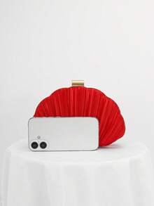 Plissierter Satin Design Box-förmige Abendtasche, Bankett Tasche, Abendkleid Tasche, Ballkleid Handtasche, Tasche mit Kette, Hochzeitstasche