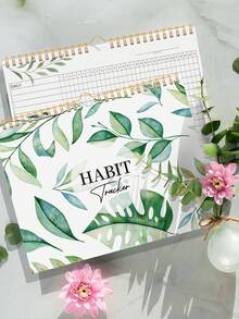 12 piezas Calendario de seguimiento de hábitos sin fecha, encuadernado en espiral, 10*8 pulgadas, 12 páginas con diferentes patrones de plantas, seguimiento de hábitos diarios/semanales/mensuales, mejora de la eficiencia - Multicolor - Ver 2