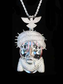 DUBSS 1 Piece Iced Out Jesus Dove Bail Necklace Pendant For Men Plated 5A Cubic Zirconia Hip Hop Jewelry - Portrait - View 10