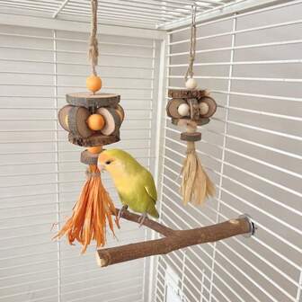 1 pezzo Giocattolo per pappagallo in legno di mela naturale, adatto per Cocorite e Parrocchetti - Masticare, Strappare e Arricchire l'accessorio decorativo appeso per uccelli