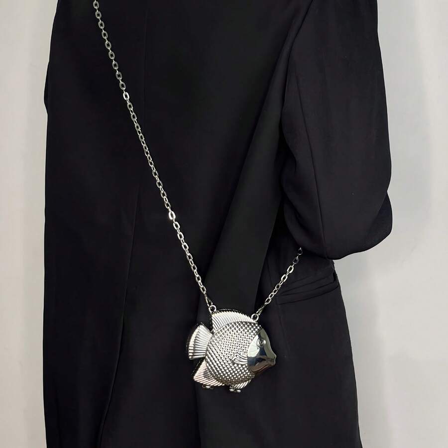 2025 New Cute And Unique Crossbody Purses Evening Clutch Bag For Women Fish Shape Shoulder Crossbody Bag Fashion Handbag Satchel Purse Gifts - 銀色 - 查看 1