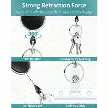 2 Pack Badge Holder Vertical Clear Plastic Case With Retractable Badge Reel Carabiner Clip Soft Waterproof Card Protector For IDs Credit Cards Proximity Cards Drivers Licenses And Passes - 樣式1 - 查看 7