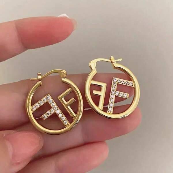 New Letter F High-End Ear Ring, Light Luxury Niche Design Temperament Personalized Earrings, Jewelry Ear Buckle Gift