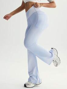 FWH 复古时尚的轮廓，低调的塑形，腿部拉长魔法，隐藏式口袋保持流畅的线条，从权力会议到日落瑜伽课程，#RetroGlam #OfficeToOm #SustainableLuxury，设计师阔腿瑜伽裤，复古运动裤，提臀喇叭裤，优雅实用的阔腿设计，复古风格的喇叭瑜伽裤 - 紫色 - 查看 6