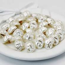 5/10/15 件优雅白色仿珍珠纽扣，带金属花盘 - 光泽、不对称形状紧固件，适用于旗袍、唐装背心和中式衬衫、服装纽扣 - 彩色 - 查看 9