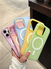 Fashion 2 IN 1 Matte Magnetic Candy Color Case Compatible With IPhone 16 15 14 13 11 12 Pro Max Plus For Magnetic Wireless Charge Cover Waterproof Shockproof Anti-Fall Scratch Resistant - Pink - View 5