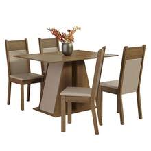 Madesa Beverly Dining Set With Table And 6 Chairs In Brown And White - Brown and Beige - View 2
