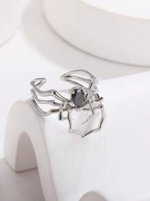1 Stück gotischer Vintage Spinnenring für Frauen und Männer, silberfarben, öffnender Tierring, Punk Y2K Halloween Schmuckzubehör Geschenk