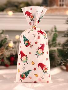 25/50/100pcs Christmas Candy Bag With Golden Ribbon,Santa Claus Snowman Gnome Reindeer Pattern Christmas Gift Bag,Xmas Party Treat Bag,Christmas Party Favor Bag,Christmas Present,Holiday Small Gift,Merry Christmas Packaging Bag,Snack Food Bag,Chocolate Biscuit Baking Bag,Candy Wrapping Bag,Christmas Decoration