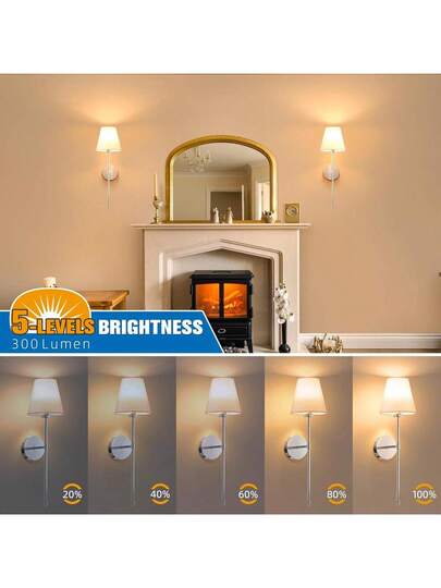 Wand Sconces, Bathroom Vanity Sconces Lighting Wit Fabric Shades, Wireless Installation, Battery Charging, Remote Control Industrial Lamps, Lights Bedroom Living Room Kitchen view 4