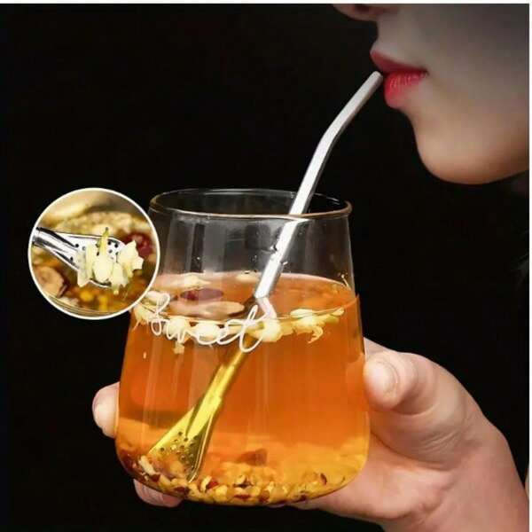 1pc  Stainless Steel Multifunctional Straw Spoon