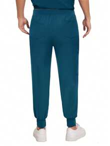 短袖男士手术服医生工作服牙医套装手术服上衣裤子男士医院护士工作服实验室药房制服 - 深色水洗藍 - 查看 5