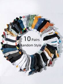10 Pairs/5 Pairs/1 Pair Kids, Teens, Boys' Colorblock Low Cut Ankle Socks, Casual Boat Socks, Spring/Summer, Autumn/Winter, Sports Socks, Girl Gifts, Boy Gifts, Mom Gifts, Dad Gifts, Girls Winter Clothes, Boys Winter Clothes, Holiday Gifts, Random Styles - Multicolor - View 1