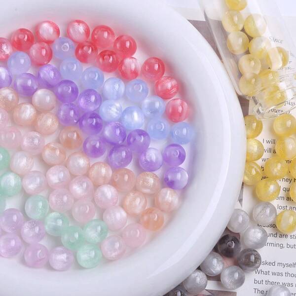 10 pièces/paquet Perles de résine irisées de sirène de 10 mm, fournitures de perles pour bracelets et colliers faits main