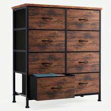 Dresser For Bedroom With 8 Drawers Tall Dresser & Chest Of Drawers Fabric Dresser With Wood Top And Sturdy Steel Frame - 鏽棕色 - 查看 11