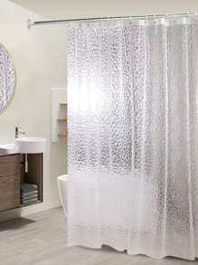 Shower Curtain,3D Water Cube PEVA Plastic Shower Curtain With Grommet Holes And Accessories,Heavy Duty Clear Waterproof Shower Curtain Liner For Bathroom Decor-180 X 180 Cm