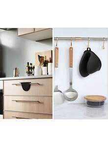 قفازي فرن من السيليكون الأسود - مقاومة للحرارة، مقابض مزينة بحلقات للتعليق، مناسبة للمطبخ - مثالية للطهي والخبز، قفازات الفرن وأوعية الطهي - متعدد الألوان - مشاهدة 10