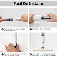 Trapeador de Microfibra,Mopa Trapeador con 350ML Atomizador,Fregona de Limpieza de Húmedo y,Cabezal Giratorio 360 ° ,con 3 Almohadillas Lavables y 1 Rascador,para Piso de Baldosas,Vidrio,ármol - 1 - Ver 7