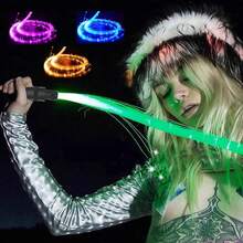 Approx. 180cm/70inch Color Changing Fiber Optic Whip Light, 360° Rotation, USB Rechargeable Luminous Dance Whip For Rave Party, Carnival, Festival, EDM Party, Halloween Decoration - Multicolor - View 6