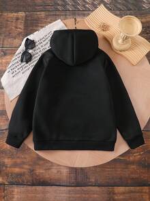 Tween-Jungen 1 Stück Halloween Sweatshirt mit lockerem, bedrucktem Geistermuster und Kapuze, ein Outfit für Herbst und Winter, perfekt für Halloween Partys