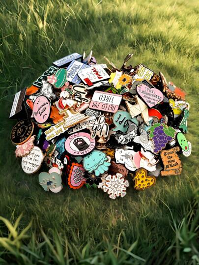 10/20/30/40/50/60/70/80/90/100pcs Random Brooch Mix (No Duplicate Styles), Alloy Metal Pins Badges, Animal, Fruit, Vegetable, Cartoon, Anime, Letter Patterns, Hidden Rare Styles, Various Cute, Elegant, Casual Designs, Suitable For Multiple Occasions, More Quantity More Variety, Excellent Gift For Adults And Kids Office Accessories Shirts Jacket Jewelry Christmas Halloween Clothes Pin Funny Teacher Gifts