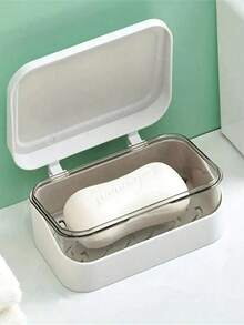 1/2/4个装塑料长方形带盖皂碟，便携式皂盒，浴室沥水皂碟，浴室配件，家居装饰，秋季装饰，返校装饰 - 彩色 - 查看 6