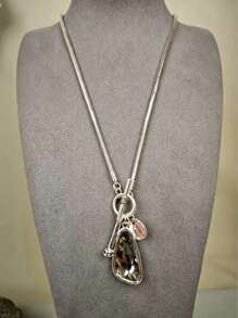 1 Stück asymmetrische Kristall elegante lange Pullover Kette Halskette