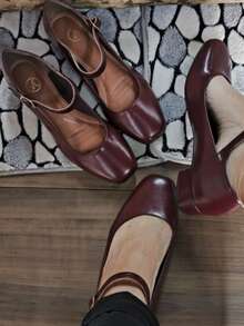 Mary Jane Doll Shoes 3cm Comfort Heel Original Marsala - 紅木色 - 查看 1