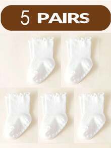 5 Pairs Baby Socks With Soft Cuffs, Ruffled Princess Socks For Baby Girls, 0-5 Years Old - Multicolor - View 10