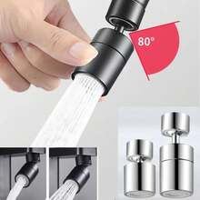 Nuevo Grifo de cocina de 2 modos con cabezal de pulverización y filtro ajustable a 360 grados° Boquilla de grifo giratoria con burbujeador para fregadero de cocina TSFF - corto plateado - Ver 1