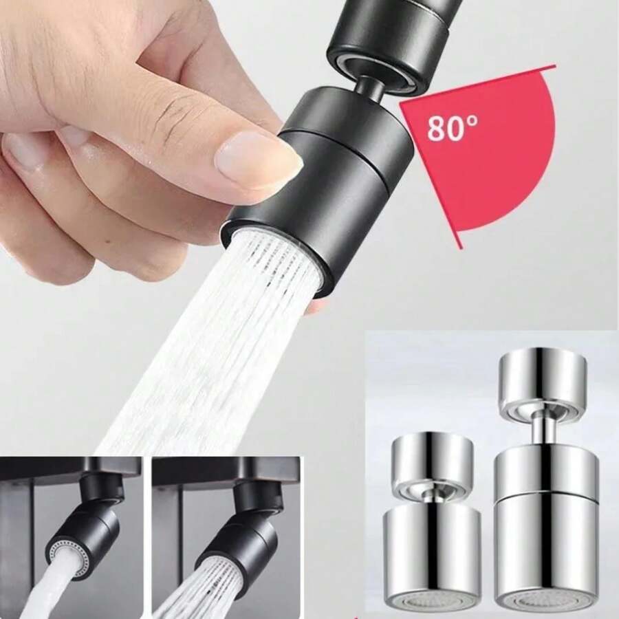 Nuevo Grifo de cocina de 2 modos con cabezal de pulverización y filtro ajustable a 360 grados° Boquilla de grifo giratoria con burbujeador para fregadero de cocina TSFF - corto plateado - Ver 1