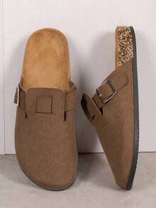 时尚可调节平底拖鞋，适合室内、户外、度假、休闲穿着，男女通用 - 棕色 - 查看 10