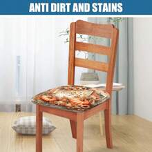 1/4/6/40pcs Autumn, Pumpkin, Book Page Lace And Flowers Printed Removable Full-Cover Stretchable Milk Fiber Fabric Chair Covers ,Restaurant Chair Covers - Square Chair Cushion Covers For Restaurant Kitchen Dining Hotel Seat Covers Removable Soft Cushion Chair Covers