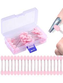 美甲塗抹器 100入/50入/5入裝 雙面眼影海綿塗抹器 化妝刷 美甲粉末塗抹器 附收納盒美甲刷 美甲沙龍用品 (50入裝-粉紅色) 眉刷 眼影刷 螺旋刷 螺旋刷 - 彩色 - 查看 10
