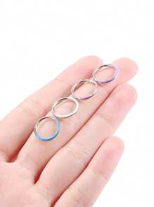 Un inel de nas la modă din opal, din oțel inoxidabil 316L, cu diafragmă, cercei unisex, bijuterii pentru piercing, hipoalergenic, ușor de curățat, cu un design cu balama închisă, poate fi folosit pentru cercei cu cartilajul urechii, cercei spiralați pentru urechi, cercei pentru lobul urechii, cercei cu dinți mari, cercei cu roată pentru urechi.