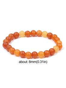 YAUKIA Orange Sunstone Crystal Bracelet -Natural Sunstone Gemstone Stretch Bracelet Spiritual Healing Bracelets, Anxiety, Stress Relief, Yoga, Chakra Gift For Women Men
