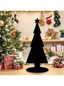 1pc/3pcs Black Wooden Christmas Tree Decor, Rustic Style Black Wooden Pine Tree Desktop Ornament, Vintage Forest Pine Tree Decoration, Christmas Scene Decor, Christmas Gift, Holiday Party Decor, Holiday Party Scene Prop, Home, Desk, Dorm Decor, Gift For Friends, Home Decor, Christmas Decoration, Room Decor, Winter Christmas Decor, Christmas Home Gift, Christmas Decoration