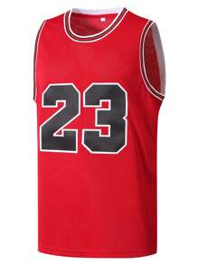 Men's Basketball Jersey 23 Red Embroidered Casual Sports Vest Round Neck Sleeveless Training Suit