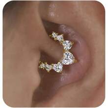 Cercei Daith pentru cartilaj pentru femei, cercei mici din aur, piercing hipoalergenic cu Helix, Huggie, titan, oțel chirurgical 14k, implant de diamant, bijuterii din zirconiu cubic