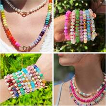 1 Strand 70pcs 8x5mm Multicolor Abacus Natural Stone Loose Spaced Beads - Olivine, Aquamarine, Tourmaline, Garnet, For Jewelry Making, Bracelets, Necklaces, Earrings DIY Fashion Accessories, Vibrant Stone Craft Supplies - Multicolor - View 4