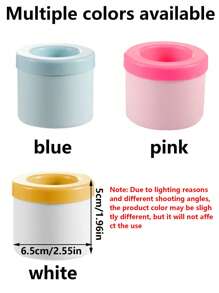 1 件迷你硅胶冰块模具，圆柱形 3D 制冰机，简易桶形设计制冰机托盘带盖，适用于厨房海鲜生鱼片，返校用品 - 彩色 - 查看 11