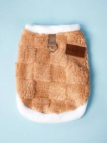 PETSIN 1pc Pet Plush Vest - Machine Washable, Thick & Warm, Soft & Comfortable, Autumn/Winter Dog Clothes, Plush Apparel, Suitable For Small/Medium/Large Pets, Dog & Cat Supplies, XS-8XL - Brown - View 4