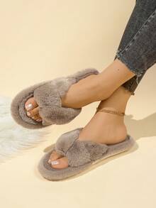 1 Pair Of Autumn And Winter Slippers For Women, Indoor Slippers, Open-Toe Slippers, House Slippers Women, Disposable Slippers For Guests, Bedroom Accessories, Suitable For Men And Women. Suitable For Interior, Bedroom, Living Room Wear, Travel Essentials