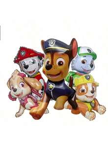 1套多色Woof Team狗鋁箔氣球－卡通設計，Ali Tian Tian風格 | Paw Patrol主題氣球派對裝飾（Chase、Rubble）－生日禮物鋁箔氣球 - 彩色 - 查看 8