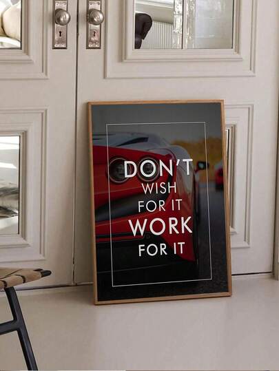 1pc (Ferr-Ari) "Work On It" Canvas Wall Art Poster Design, Suitable For Home And Office Decor, Including Living Room, Bedroom, Bathroom, Office And Other Home Decor, Frame Not Included
