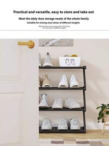 1 Pieza Estantería para Zapatos con Diseño en Z de 4 Niveles, Ensamblaje Fácil sin Herramientas, Instalación Sencilla, Adecuado para Entrada/Pasillo/Dormitorio/Baño, Diseño de Pie Ahorrador de Espacio, Estantería para Almacenamiento de Zapatos, Diseño Apilable, Esencial Multifuncional para el Hogar y Dormitorio, Decoración de Habitación, Estantería para Zapatos, Estante, Almacenamiento de Zapatos, Opciones de Color Negro/Rosa/Blanco, Vuelta al Colegio